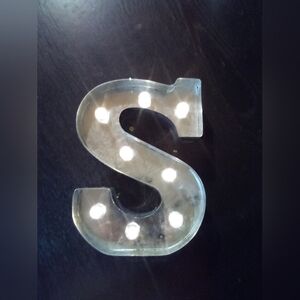 Light Up Marquee letter "S" in galvanized silver metal, battery operated